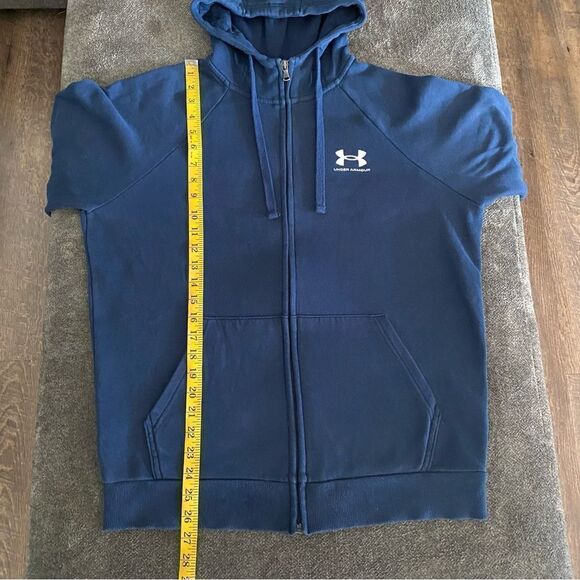 Under Armour Zip Up Hoodie Navy Loose Fit Small Hooded Sweatshirt - Picture 8 of 11